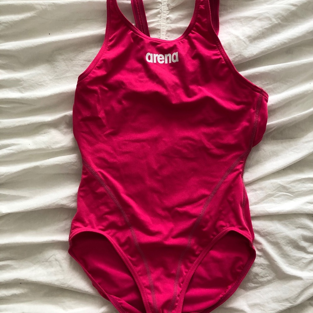 Arena Logo Bright Pink Max Life Arena One Piece Swimsuit